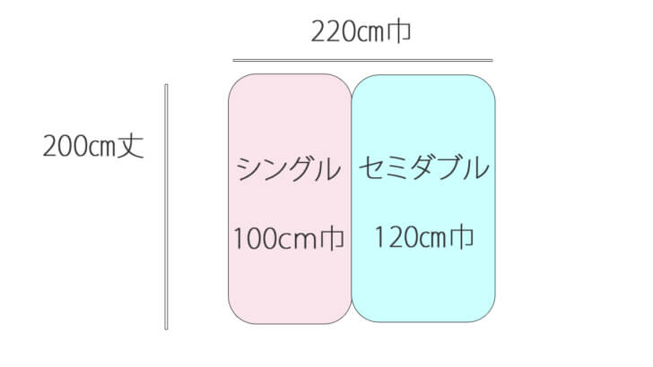 シングルとセミダブル並べて使うサイズのボックスシーツ