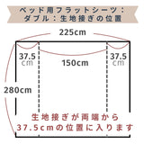 ベッド用フラットシーツ　ダブルサイズ　225ｘ280