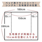 ベッド用フラットシーツ　シングル　生地接ぎの位置