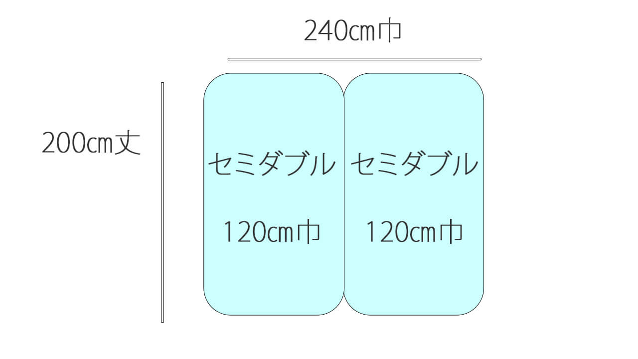 セミダブル２台並べるサイズのボックスシーツ