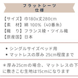 ベッド用フラットシーツ | フランス綾織 コットンツイル 日本製 |・ ベッド用シングル